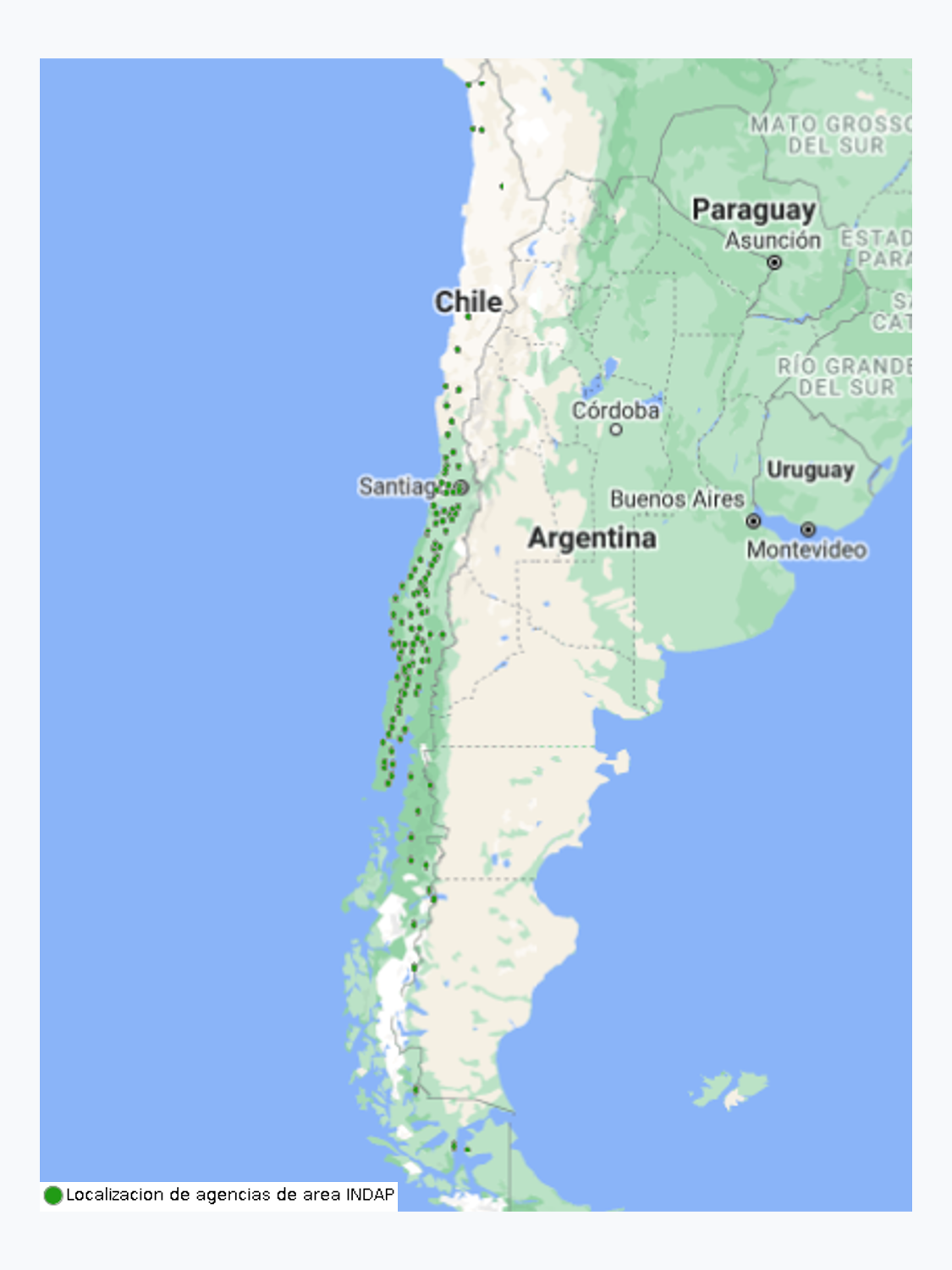 Direcciones Agencias y Oficinas de Área INDAP Chile (Localizaciones)